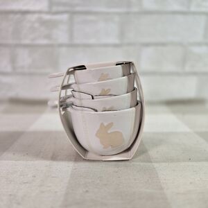 Bakehouse Set Of 4 Easter Rabbit Bunny Ceramic Stacking Measuring Cups NEW